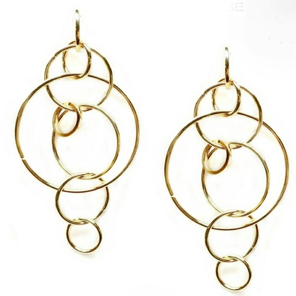 Urban Geometric Hoop Cascade Earrings - Picture 5 of 5